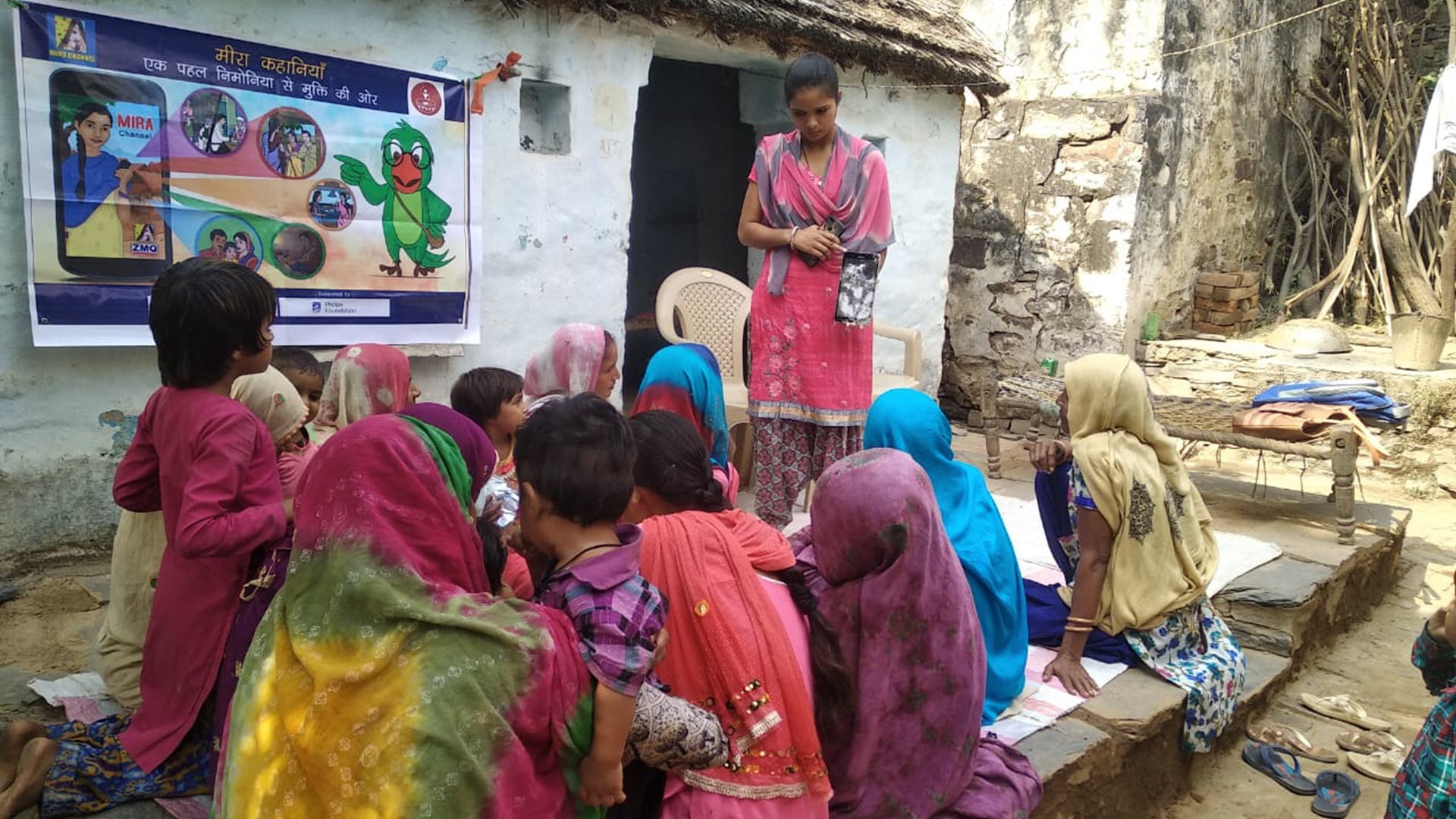 Health worker in India makes use of mobile health technology during counseling